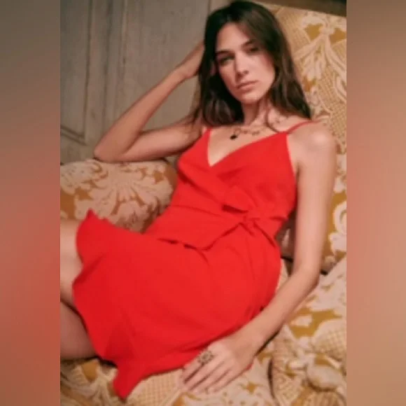 Sezane Daniella Dress Rouge - Size 46 - Picture 1 of 7